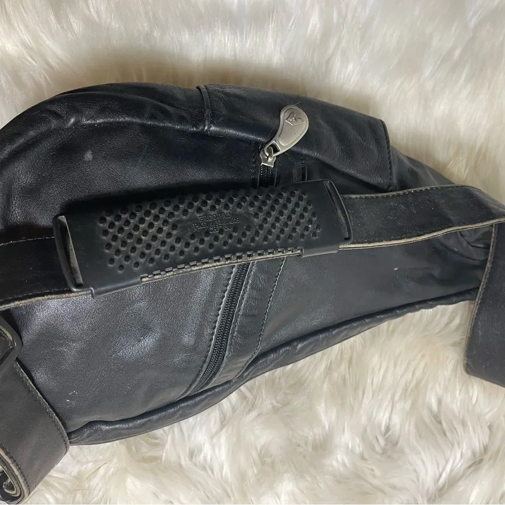 Ameri bag USAvintage Healthy Back sling back  Black Leather silver tone hardware